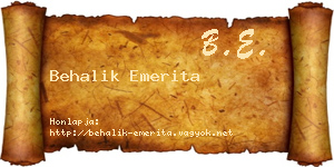 Behalik Emerita névjegykártya